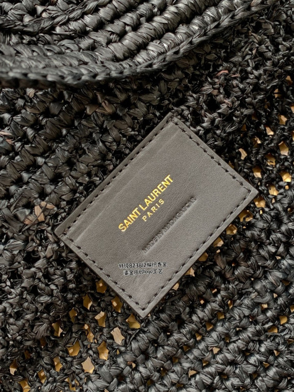 Y*L icare in raffia tote black - 37–55 x 43 x 5 cm