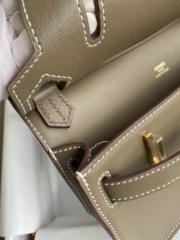 H**mes jypsiere mini bag in swift leather gris meyer