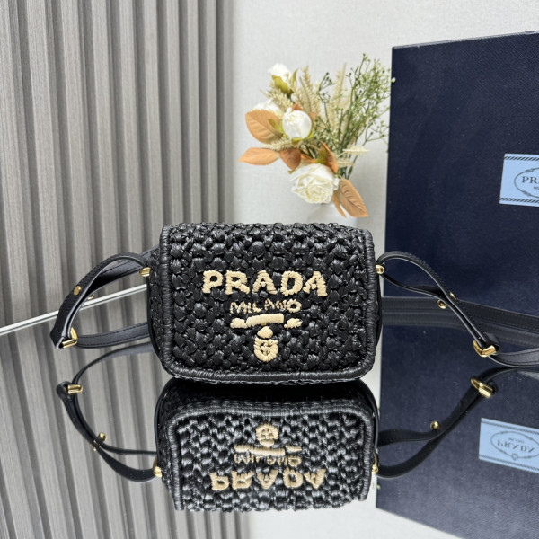 Pra*a crochet and leather shoulder bag