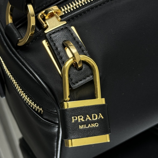 Pra*a medium re-nylon shoulder bag with padlock